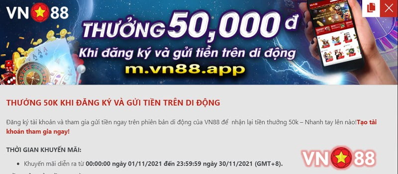 vn88 tặng 50k